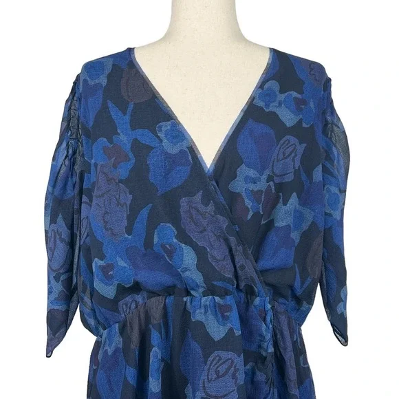 TED BAKER JULEAH RUCHED SLEEVED MINI DRESS BLUE, US SIZE 16-18 NWT - Picture 5 of 16